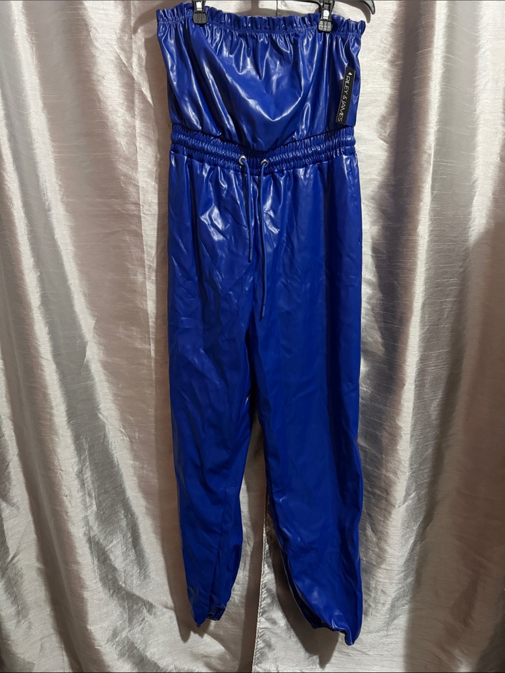Strapless Royal Blue Drawstring Jumpsuit